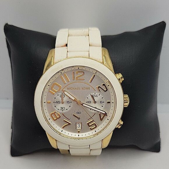 Michael Kors Mercer MK5889 Women's White Silicone Analog Dial Quartz Watch AM291 - Picture 2 of 11